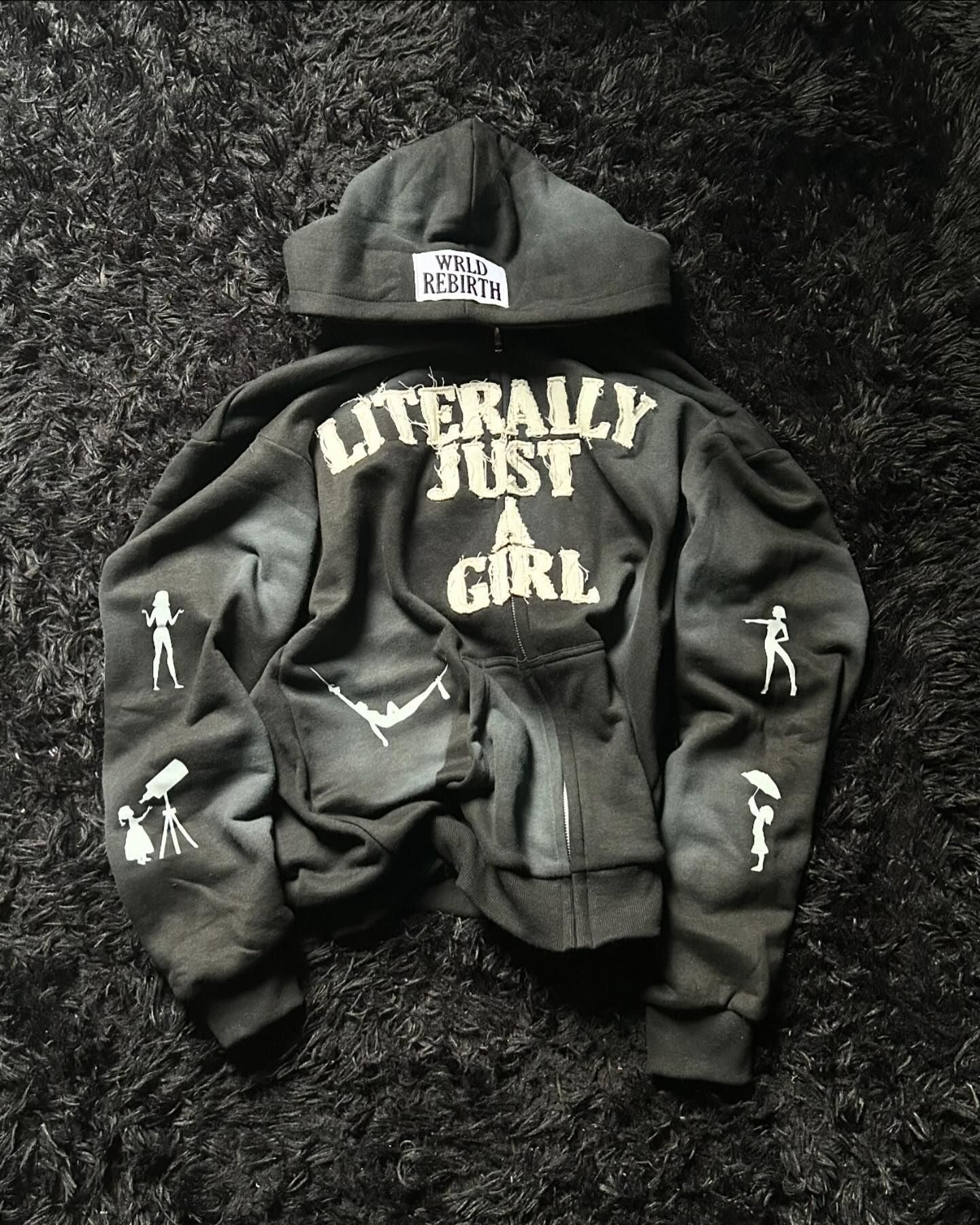 Y2K 3D Printed Zip Hoodie