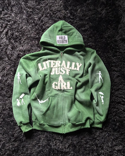 Y2K 3D Printed Zip Hoodie