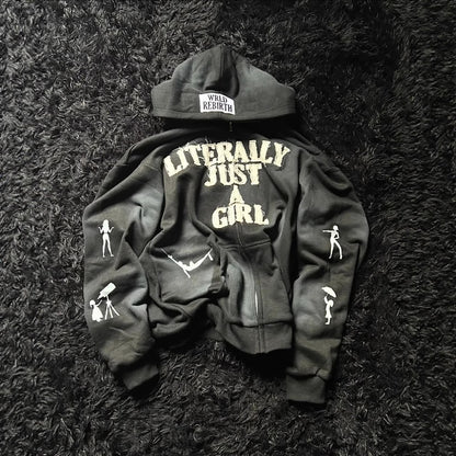 Y2K 3D Printed Zip Hoodie