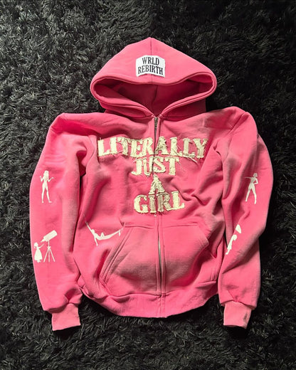 Y2K 3D Printed Zip Hoodie