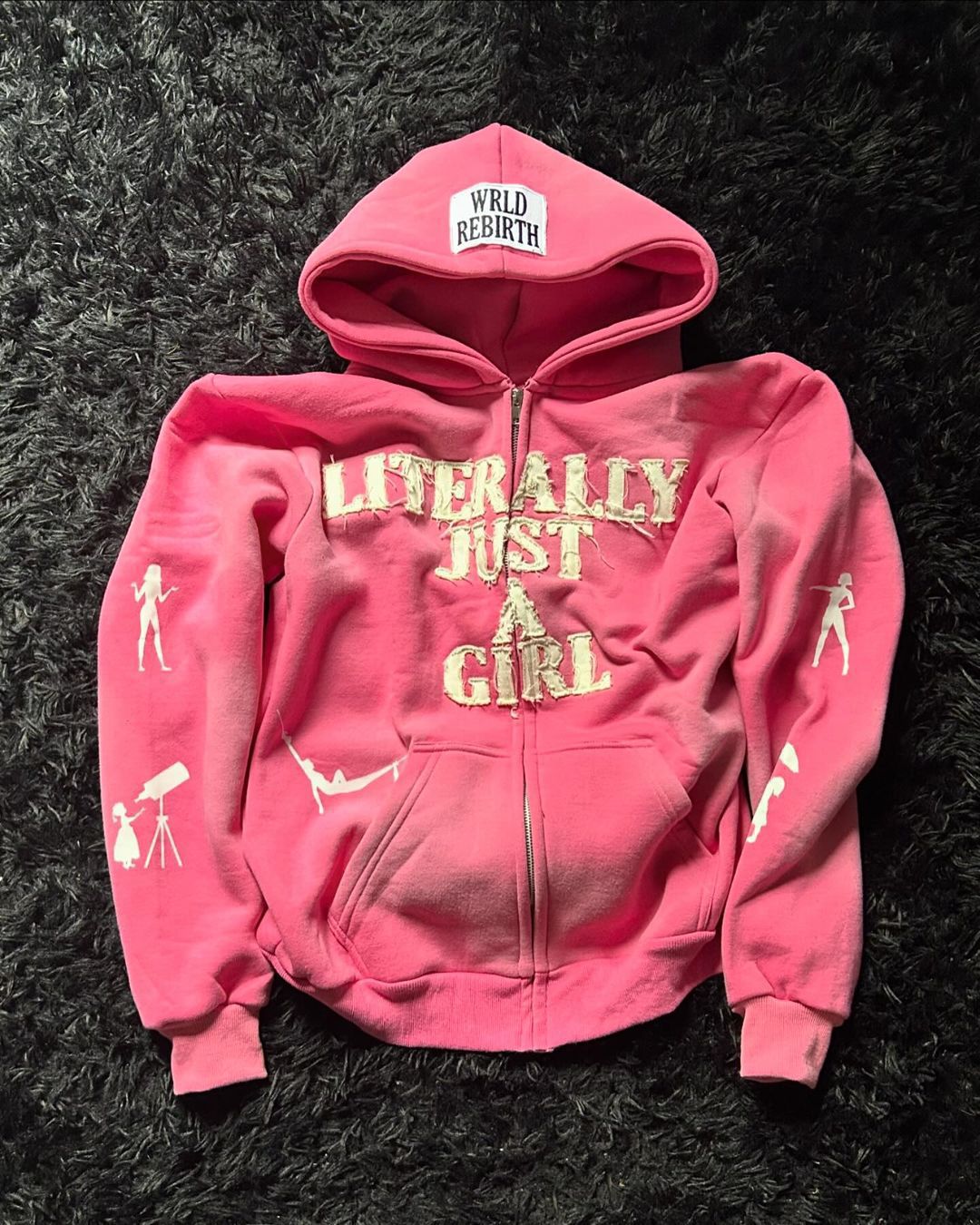 Y2K 3D Printed Zip Hoodie
