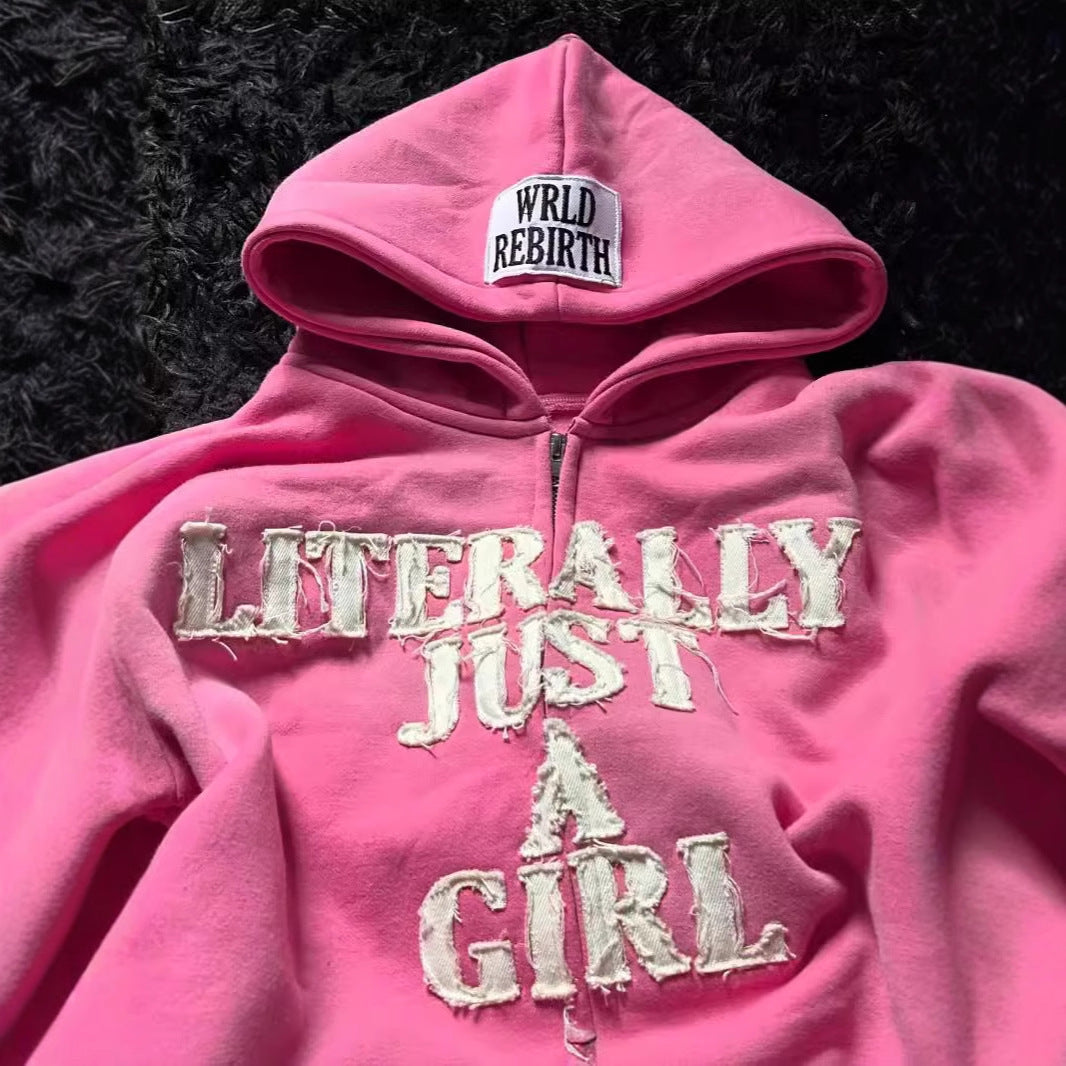 Y2K 3D Printed Zip Hoodie
