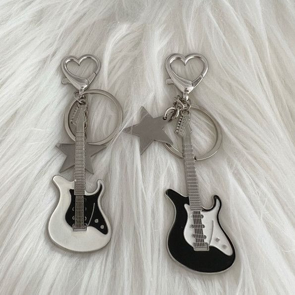 Y2K Bass Guitar Star Keychain Pendant
