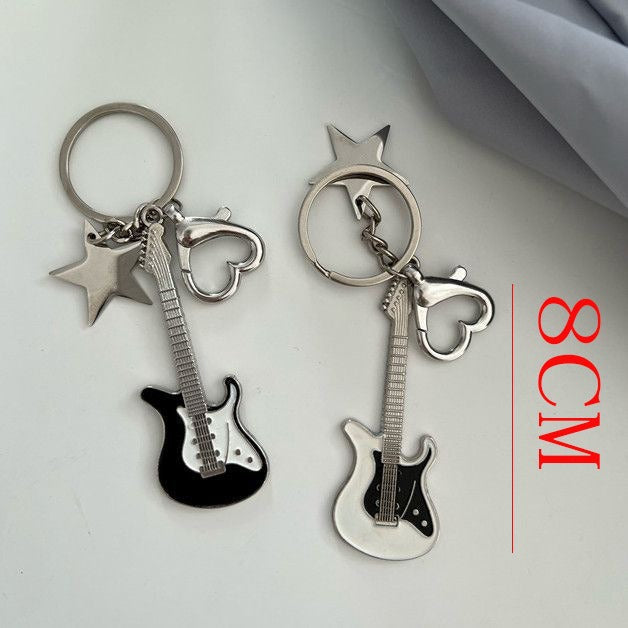 Y2K Bass Guitar Star Keychain Pendant