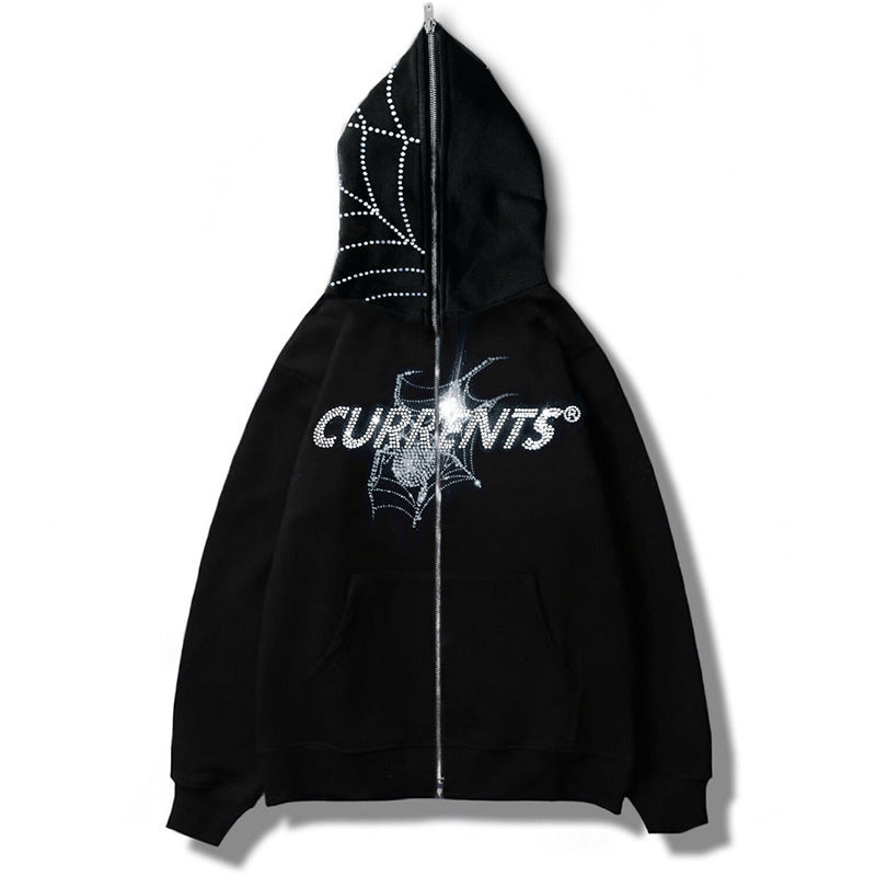 Y2K Diamond Print Hooded Cardigan