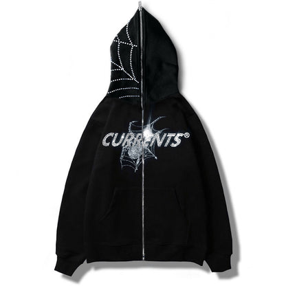 Y2K Diamond Print Hooded Cardigan