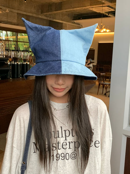 Y2K Doberman Dog Ears Washed Denim Baseball Cap