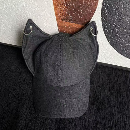 Y2K Doberman Dog Ears Washed Denim Baseball Cap