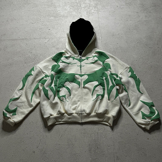 Y2K Gothic Printed Zipper Hooded Sweatshirt