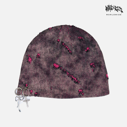 Y2K Knit Beanie with Cross Pendant