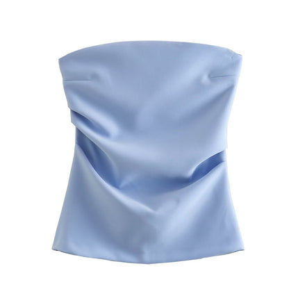 Y2K Pleated Strapless Top