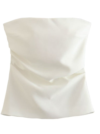 Y2K Pleated Strapless Top