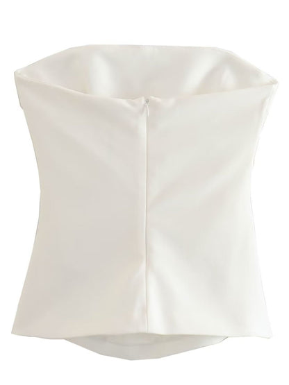 Y2K Pleated Strapless Top