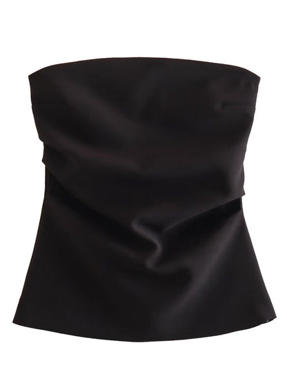 Y2K Pleated Strapless Top