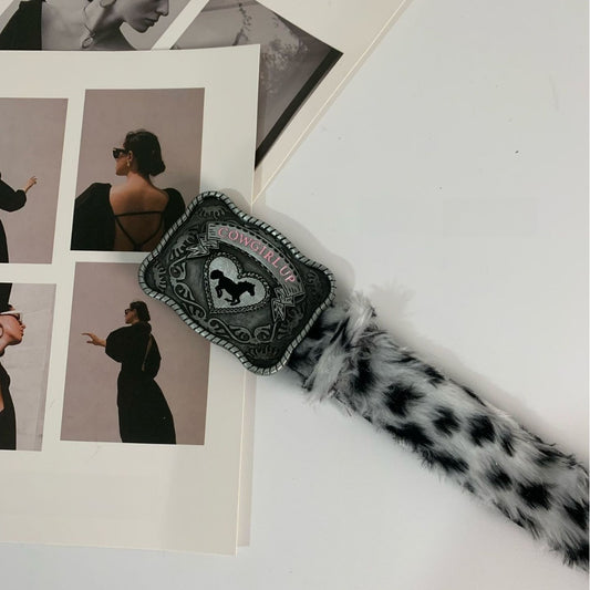 Y2K Plush Leopard Print Belt