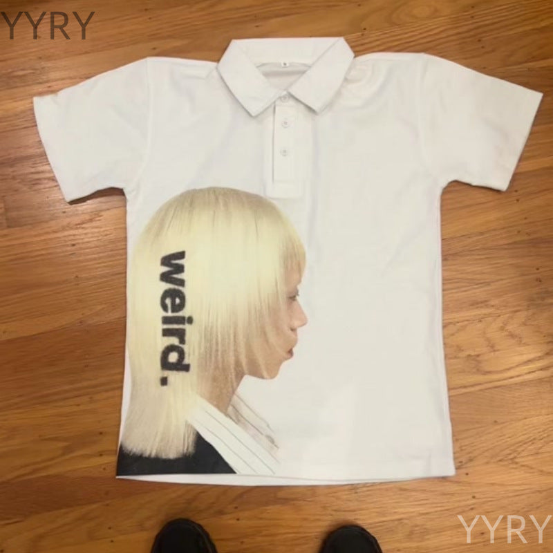 Y2K Printed Polo Shirt