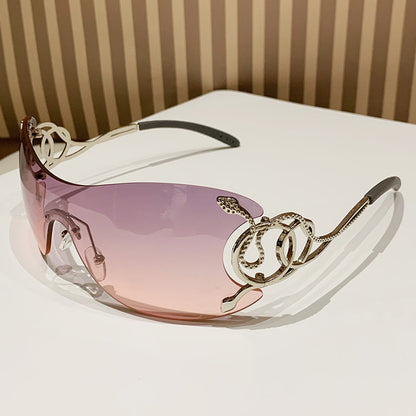Y2K Purple Pink Gradient Large Frame Sunglasses