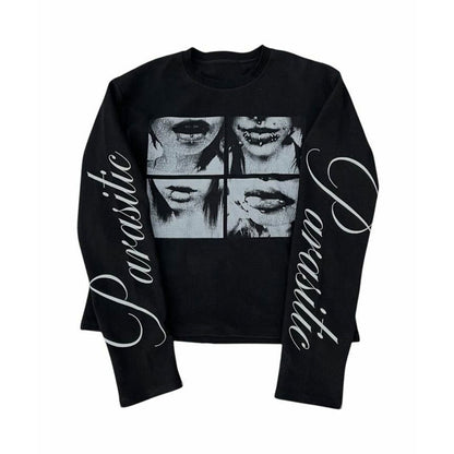 Y2K Retro Letter Print Long Sleeve T-Shirt