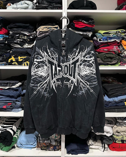 Y2K Skeleton Print Zipper Hoodie