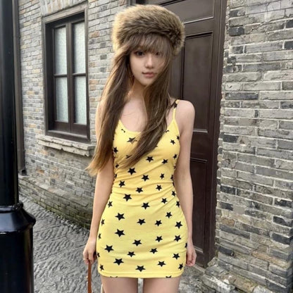 Y2K Star Print Bodycon Dress
