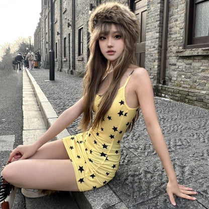 Y2K Star Print Bodycon Dress