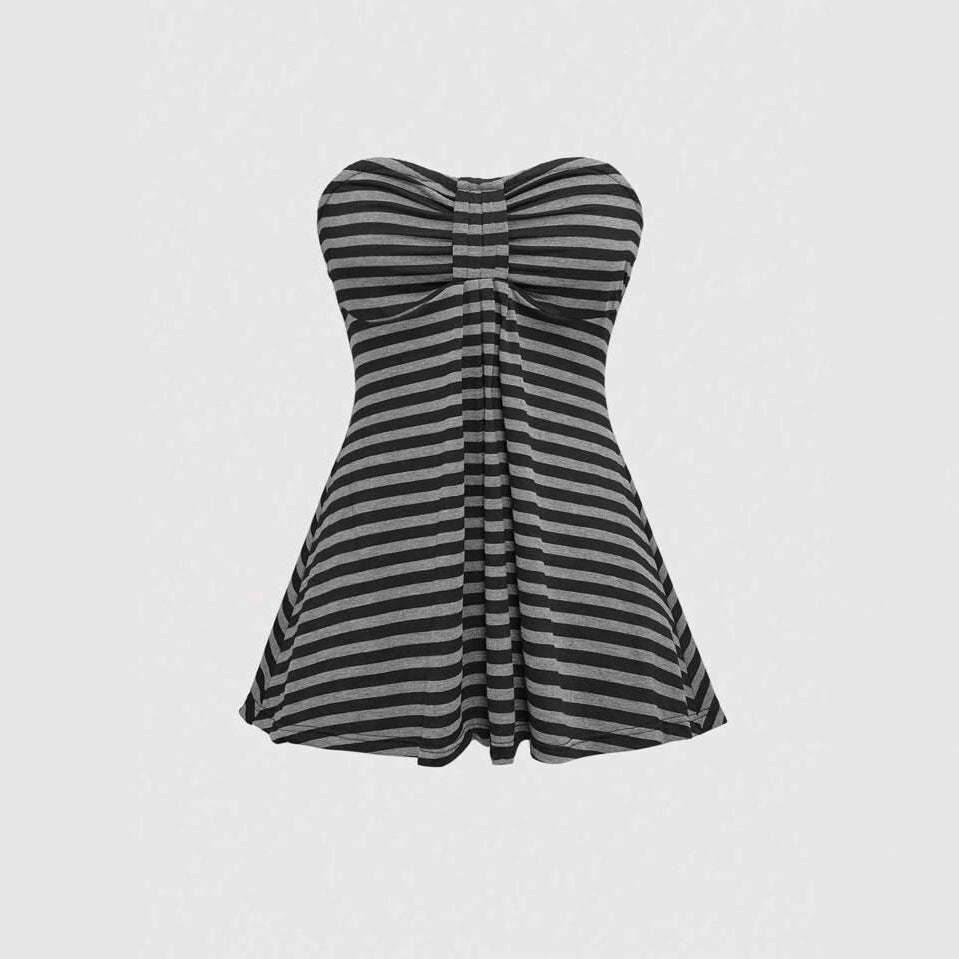 Y2K Striped Strapless Crop Camisole