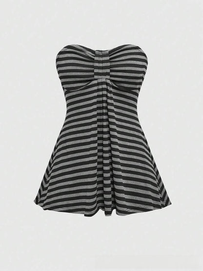 Y2K Striped Strapless Crop Camisole