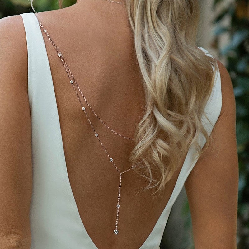 Y-Shaped Rhinestone Pendant Necklace