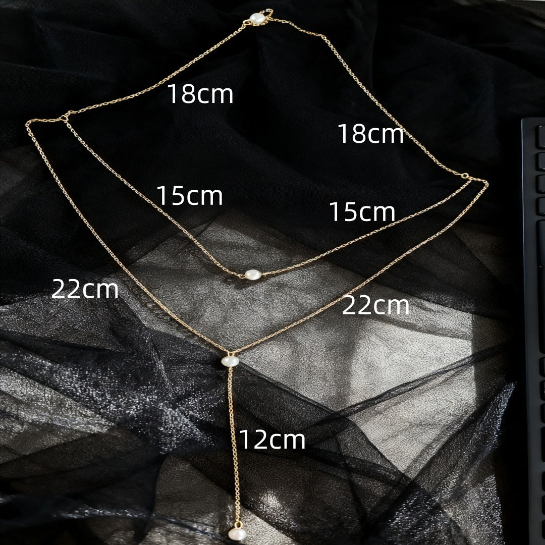 Y-Shaped Rhinestone Pendant Necklace