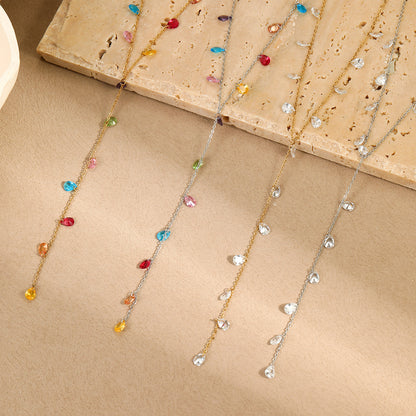 Y-Shaped Tassel Stainless Steel Necklace with Gold Plating