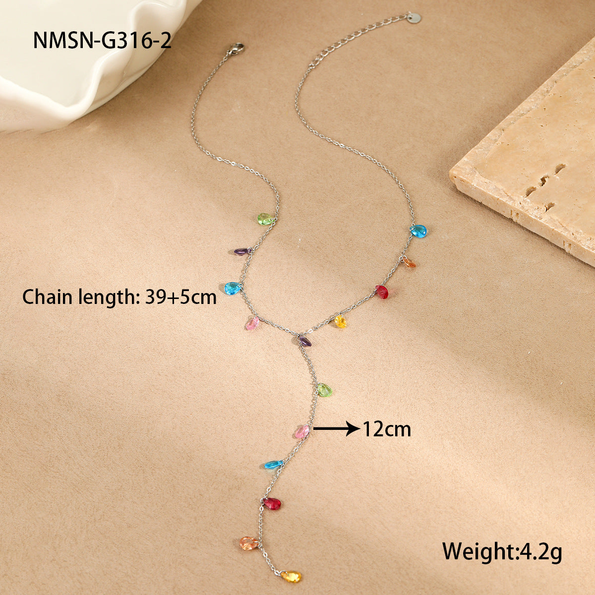 Y-Shaped Tassel Stainless Steel Necklace with Gold Plating