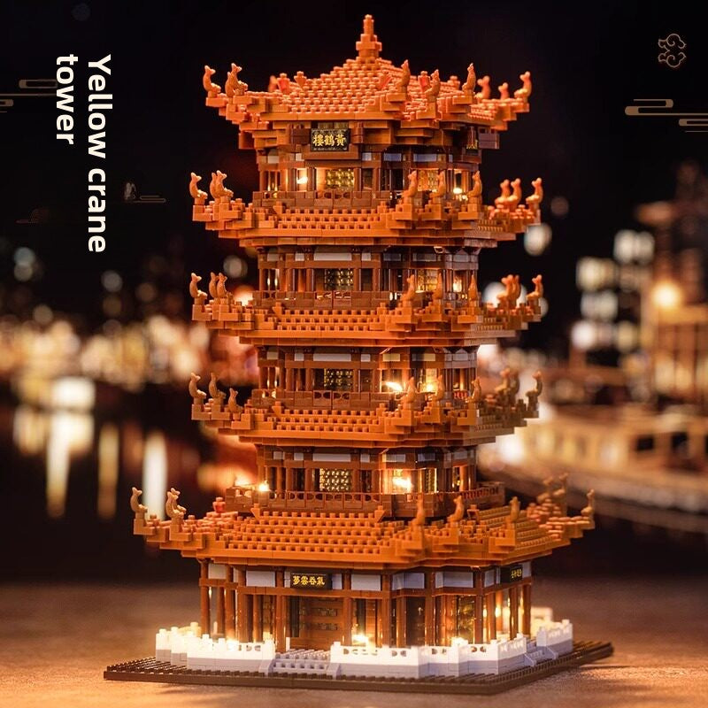 Yellow Crane Tower Architecture Building Blocks Set
