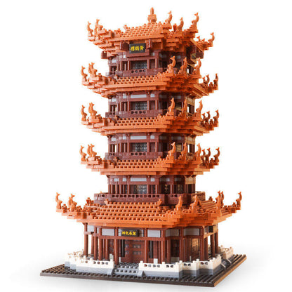 Yellow Crane Tower Architecture Building Blocks Set