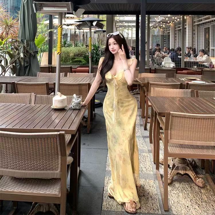 Yellow Ruffled Sleeveless Dress
