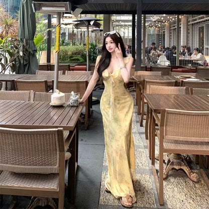Yellow Ruffled Sleeveless Dress