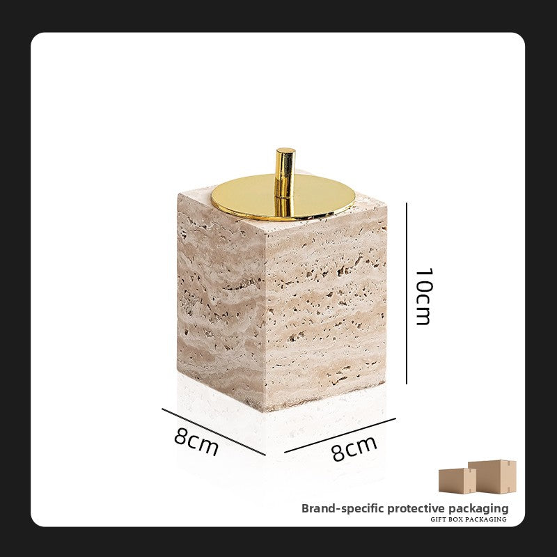 Yellow Travertine Bathroom Toiletry Storage Set
