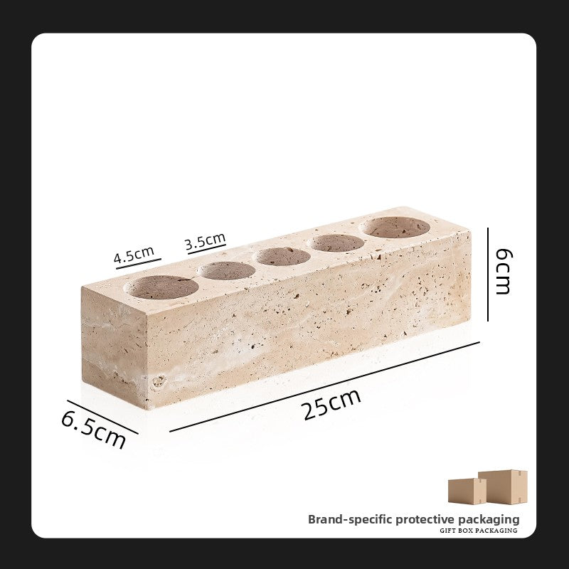 Yellow Travertine Bathroom Toiletry Storage Set