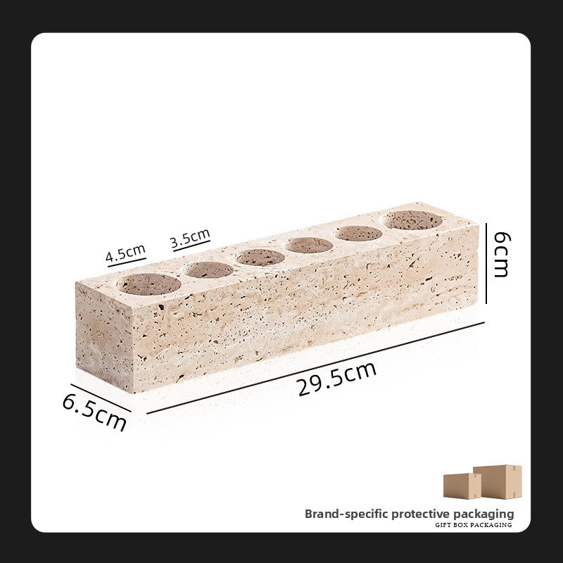 Yellow Travertine Bathroom Toiletry Storage Set