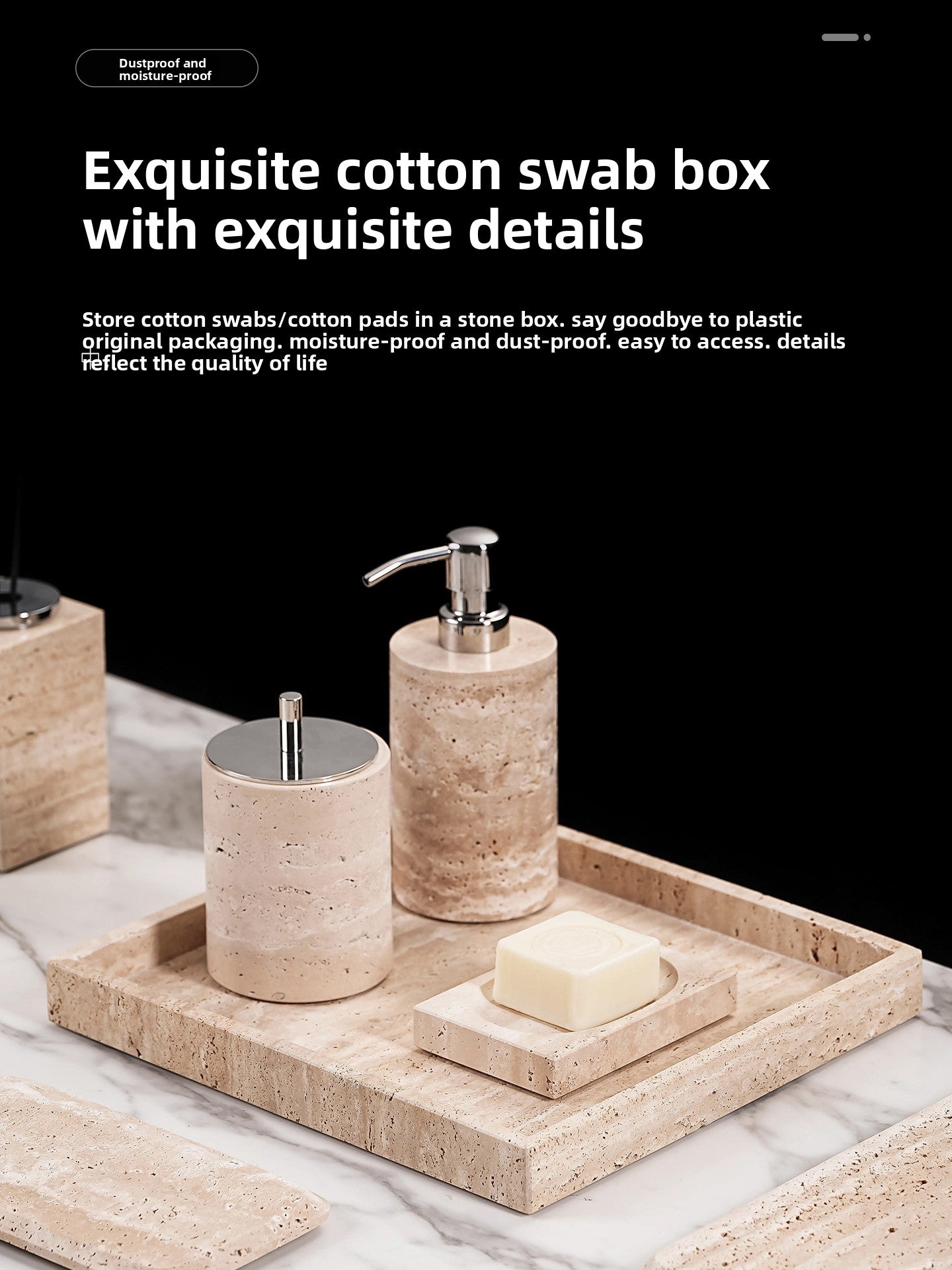 Yellow Travertine Bathroom Toiletry Storage Set