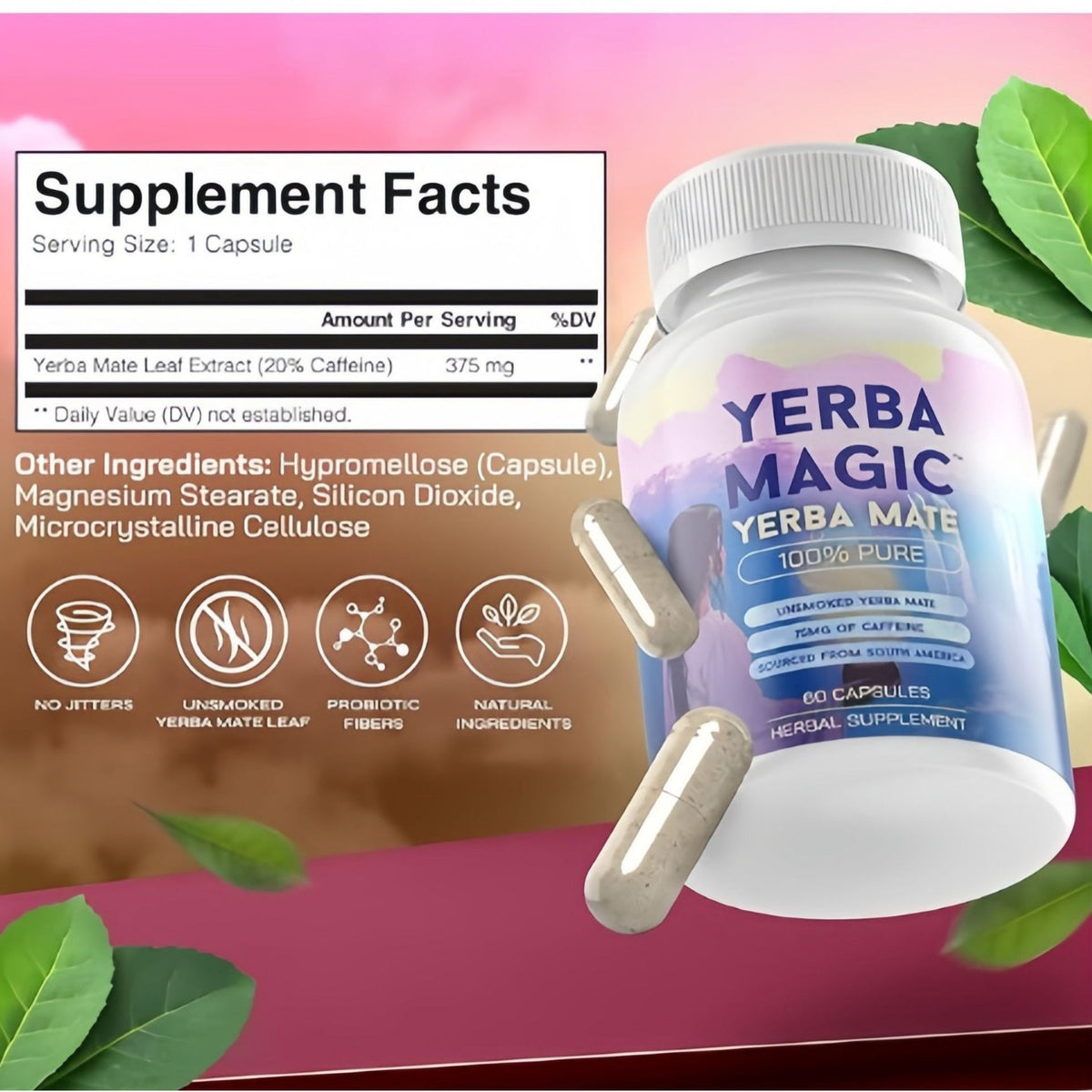 yerba mate capsule bottled