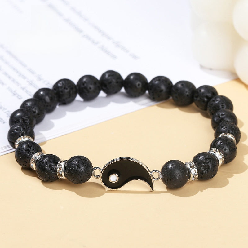 Yin Yang Tai Chi Couple Natural Stone Bracelet