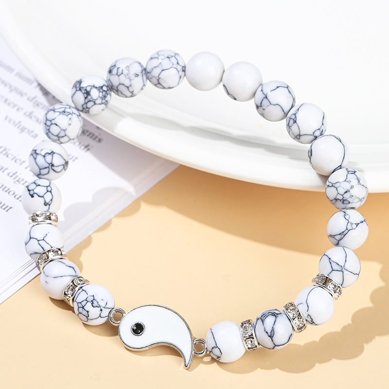 Yin Yang Tai Chi Couple Natural Stone Bracelet