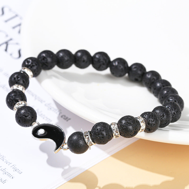 Yin Yang Tai Chi Couple Natural Stone Bracelet