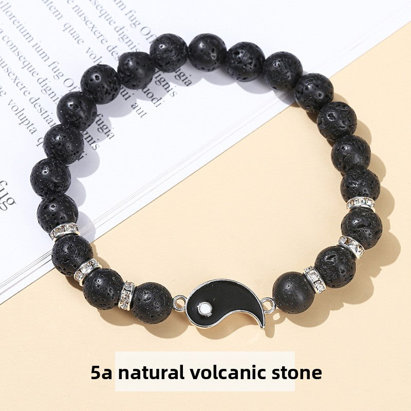 Yin Yang Tai Chi Couple Natural Stone Bracelet