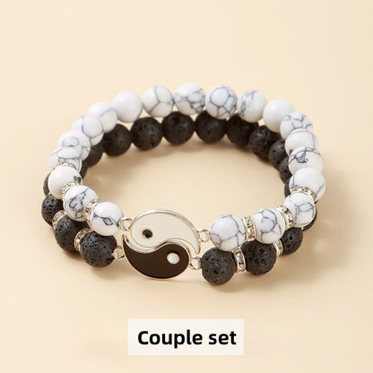 Yin Yang Tai Chi Couple Natural Stone Bracelet