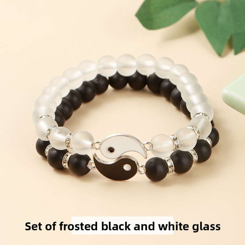 Yin Yang Tai Chi Couple Natural Stone Bracelet