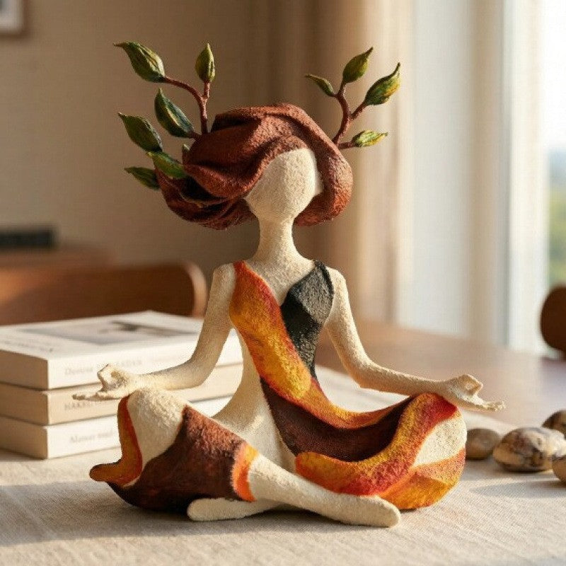 Yoga Girl Character Statue Resin Crafts