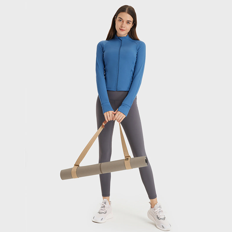 Yoga Jacket with Zipper Pocket Slim Fit Fitness Sports Wear