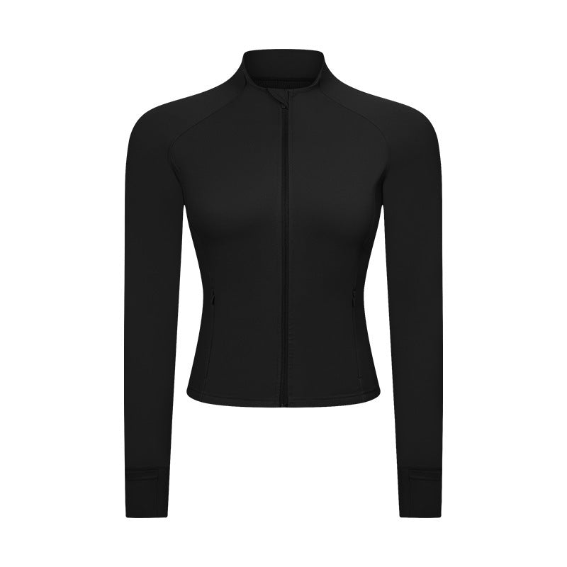 Yoga Jacket with Zipper Pocket Slim Fit Fitness Sports Wear