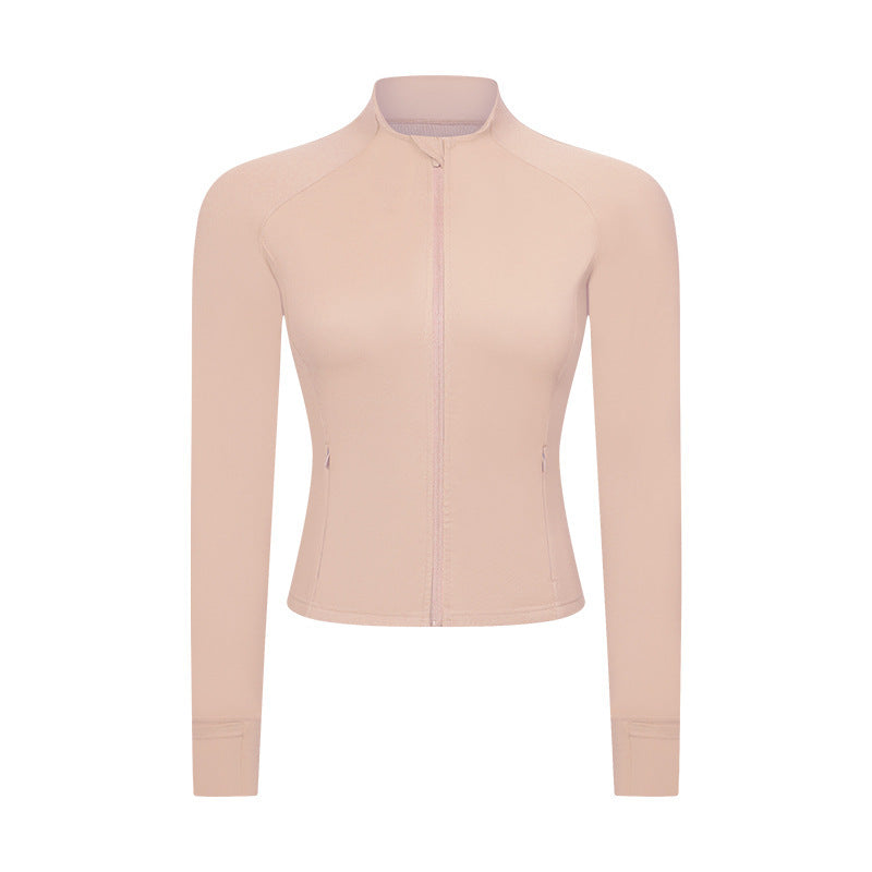 Yoga Jacket with Zipper Pocket Slim Fit Fitness Sports Wear